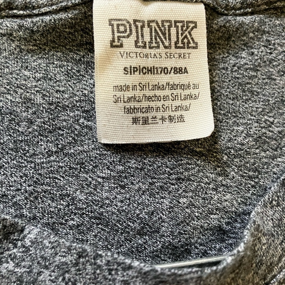 PINK Victoria's Secret Charcoal Long Sleeve with Floral Embroidery - Picture 3 of 4